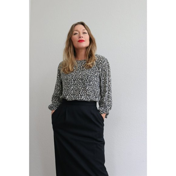 1990's Oleg Cassini Black Wool Suit Set // Women's Size Small // Structured - Picture 7 of 8